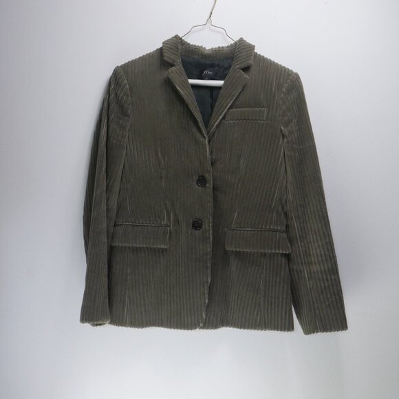 Petite J. Crew Olive Green Ribbed Corduroy Blazer, size 2P - Picture 1 of 12